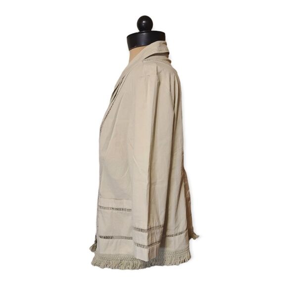 Chico's Tan Blazer Relaxed Fit with Fringe - Picture 3 of 7